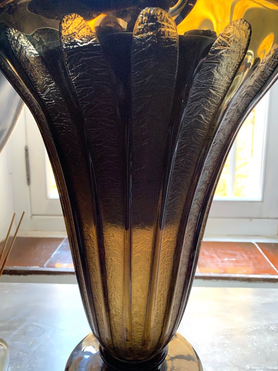 Large Engraved Vase Daum Nancy France With Cross Of Lorraine Art Deco Period-photo-6
