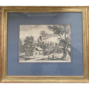 Landscape Print By Francisque Millet And Gabriel Perelle 1604-1677 Engraver