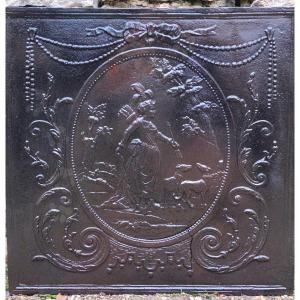 Fire Back Plaque In Cast Iron  XVIII  Th Century Louis XVI Period