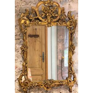 Mirror With Parecloses Carved And Gilded With Floral Pattern Provençal Work Louis XV Period