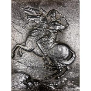 Antique Cast Iron Plaque Of Bonaparte Crossing The Alps After The Painting By David