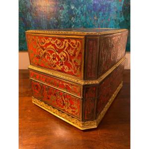 Napoleon III Box In Solid Rosewood Decorated With Boulle Style Marquetry