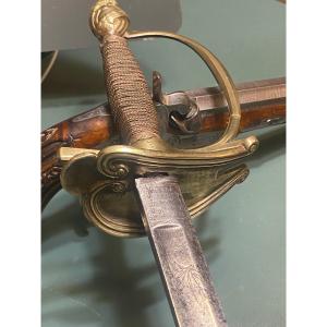 Officer's Sword Of The Guards From The 18th Century  Helmet Directoire Consulate With Engraved Decor  