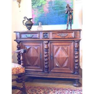 Sideboard In   Solid Walnut     XVIIth Century  Languedoc