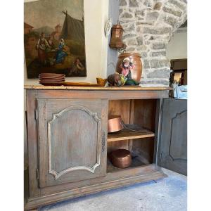 Bahut  Provençal    Epoque Louis XIV- Régence    à Deux  Vantaux  à Patine   Vieux Gris Bleu 