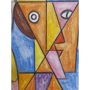 DESSIN    GOUACHÉ    ABSTRACT   SUR PAPIER   XX ème    SIGNÉ      SURVAGE