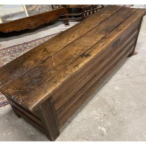 Chest/bench In Solid Chestnut Wood, France, Circa 1500-1600