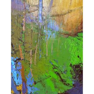 PEINTURE   ABSTRAITE HUILE SUR TOILE  XX ème