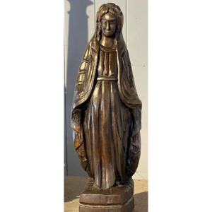 Religious Wooden Sculpture Of A Saint In Middle Ages Style