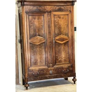 ARMOIRE  PANTALONNIÈRE  EN NOYER ET RONCE DE NOYER  EPOQUE  DIRECTOIRE XVIII ème 