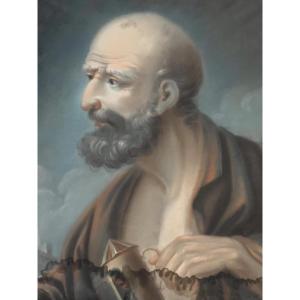 Diogenous Of Sinope Seeking Truth Pastel On Parchment Paper 18th Century
