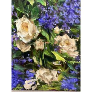 Spring Time Floral Painting In The Impressionnist Style XX ème