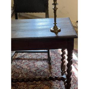 Side Table In Solid Oak Legs 17th Century Top 19th Century