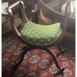 Acjou Curule Chair In Empire Style 19th Century