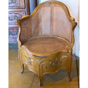 Period Régence Convenience Chair Carved Panels On Both Sides