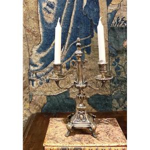 Pair Of Candlesticks In Silver Bronze    Second Half Of The 19 Th Century     Renaissance Style