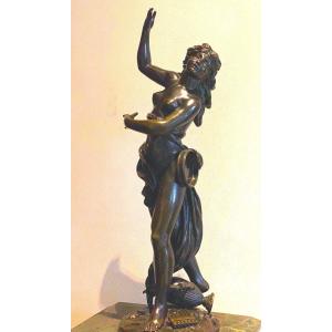 Bronze Ancien À Patine Brun MordorÉ   Allegorie De La Danse  H;  80  Cm   32 Inches