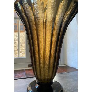 Large Engraved Vase Daum Nancy France With Cross Of Lorraine Art Deco Period