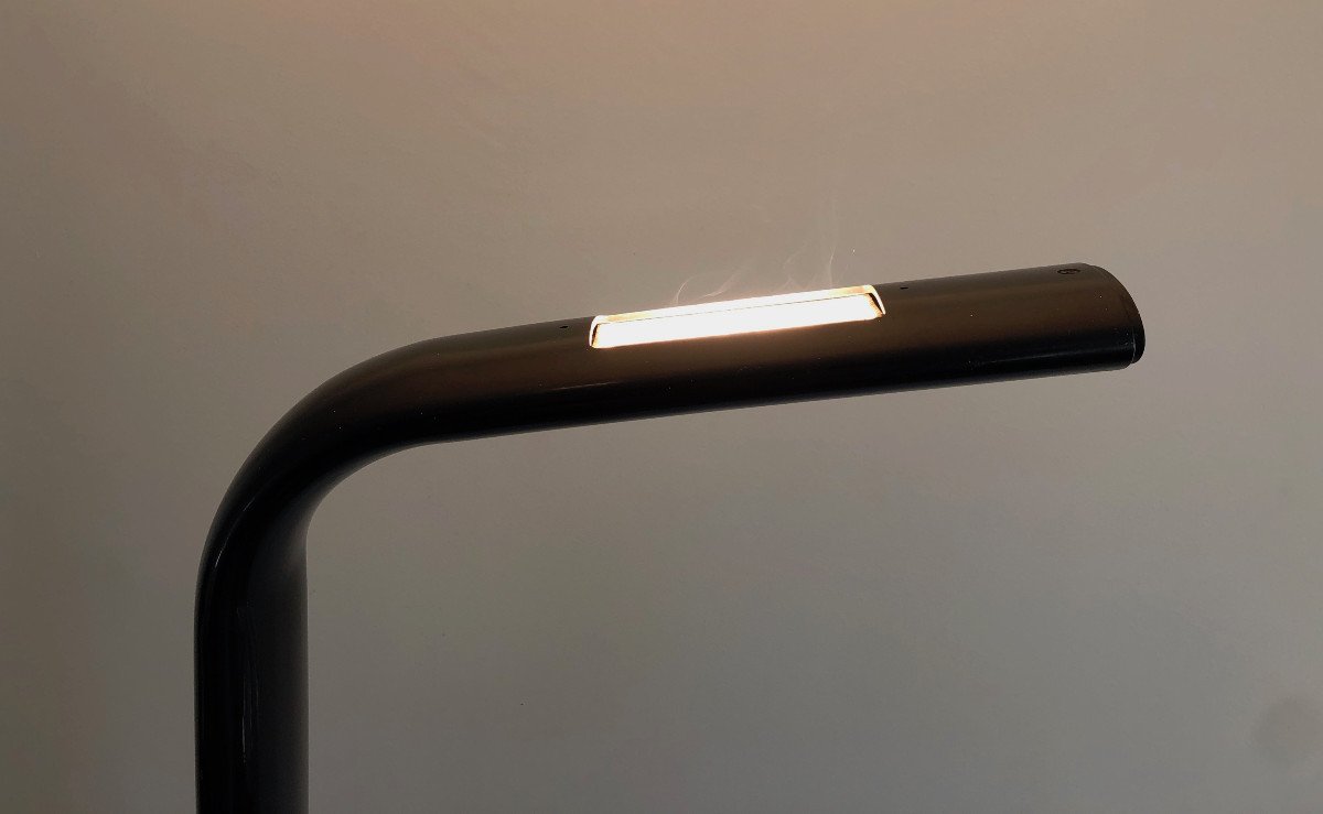 Black Lacquered Metal Halogen Floor Lamp. Italian Work. Circa 1970-photo-4