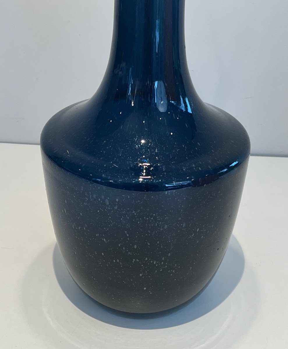 Lampe En Verre Soufflé De Couleur Bleue. Travail Français Ou Italien. Vers 1970-photo-3