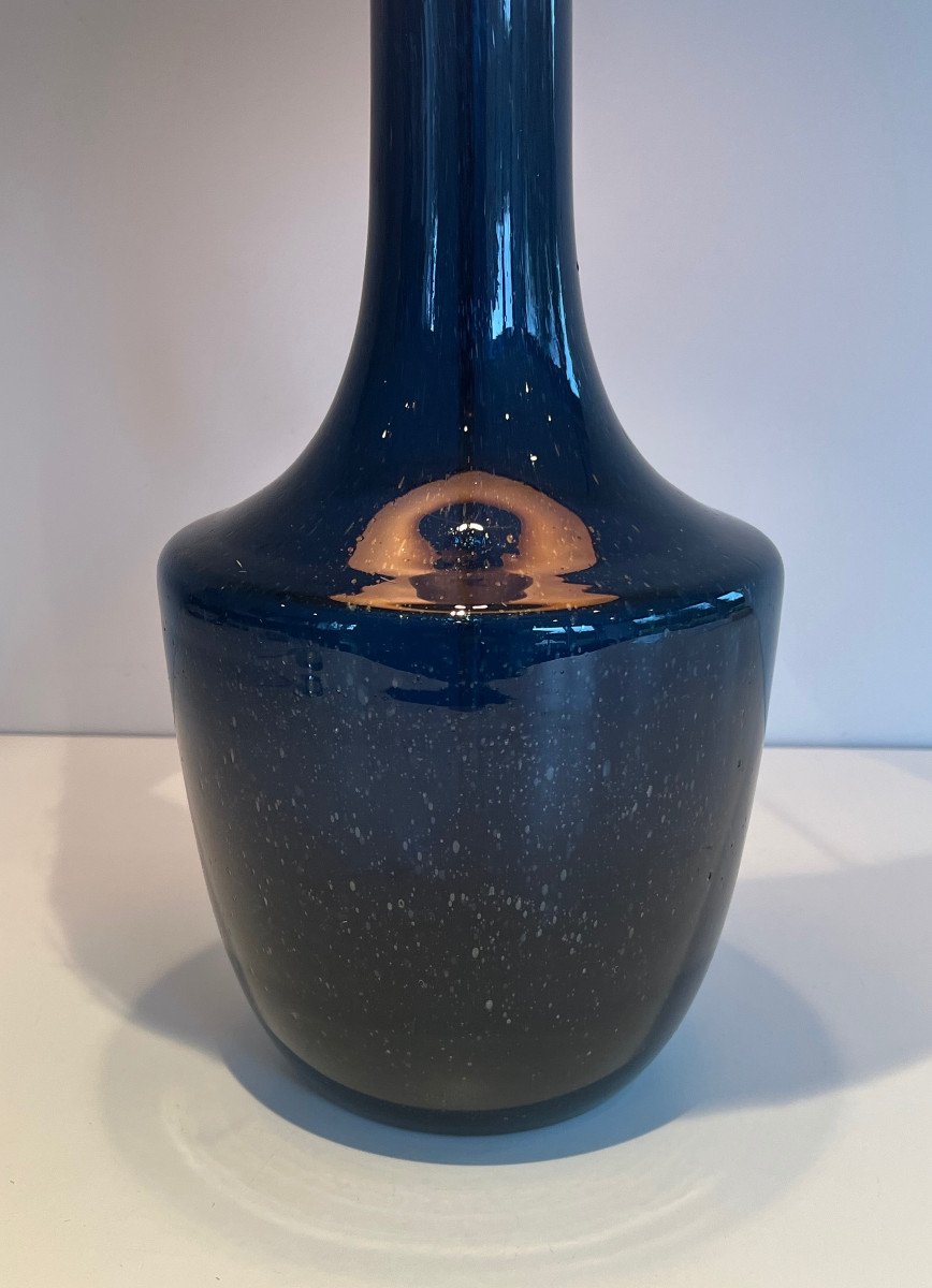 Lampe En Verre Soufflé De Couleur Bleue. Travail Français Ou Italien. Vers 1970-photo-4