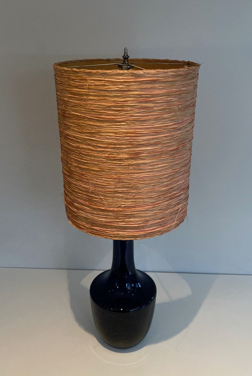 Lampe En Verre Soufflé De Couleur Bleue. Travail Français Ou Italien. Vers 1970-photo-6