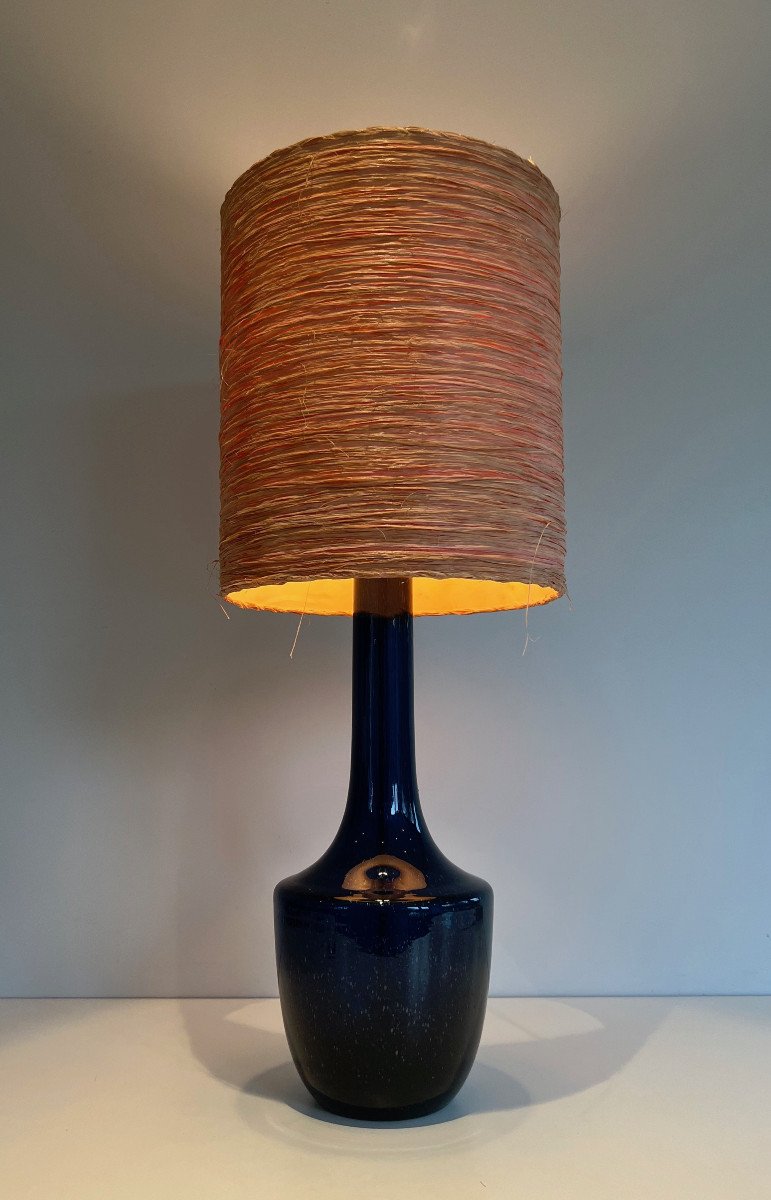 Lampe En Verre Soufflé De Couleur Bleue. Travail Français Ou Italien. Vers 1970-photo-7