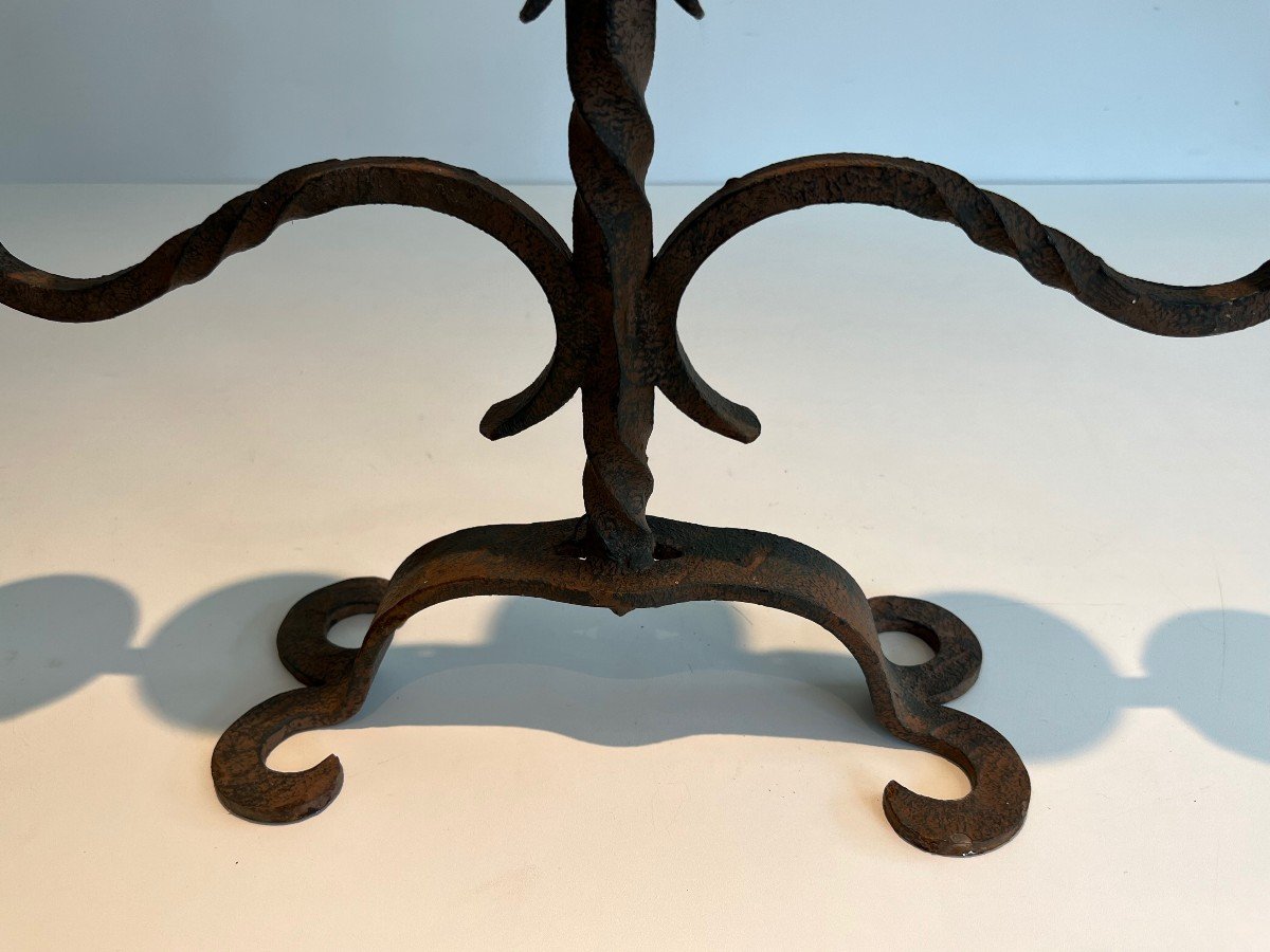 5 Lights Wrought Iron Candlestick 5 Lights Wrought Iron Candlestick. French Work. Circa 1950-photo-4