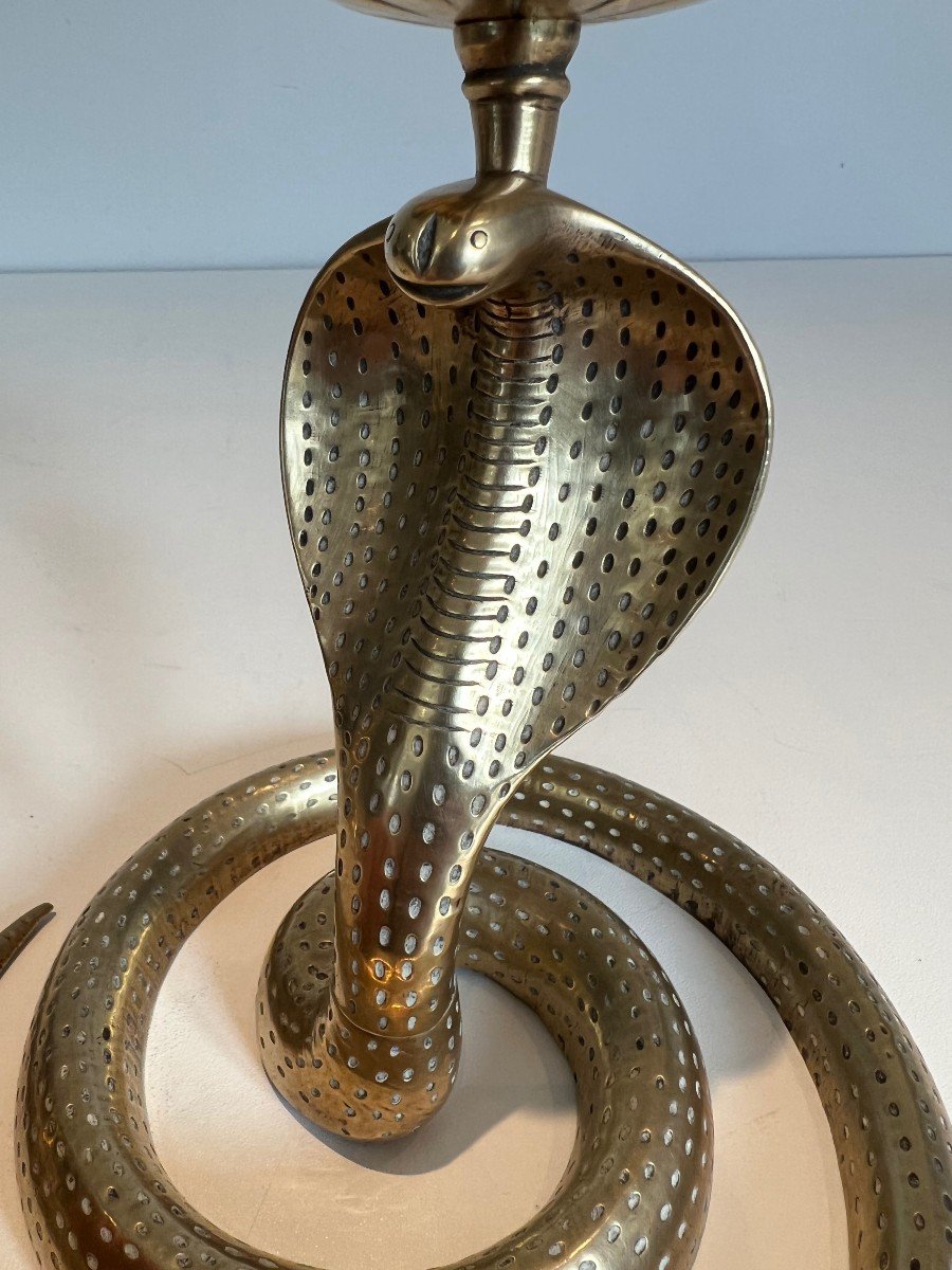 Paire De Bougeoirs Aux Cobras En Bronze Ciselé. Travail Français. Vers 1940-photo-6