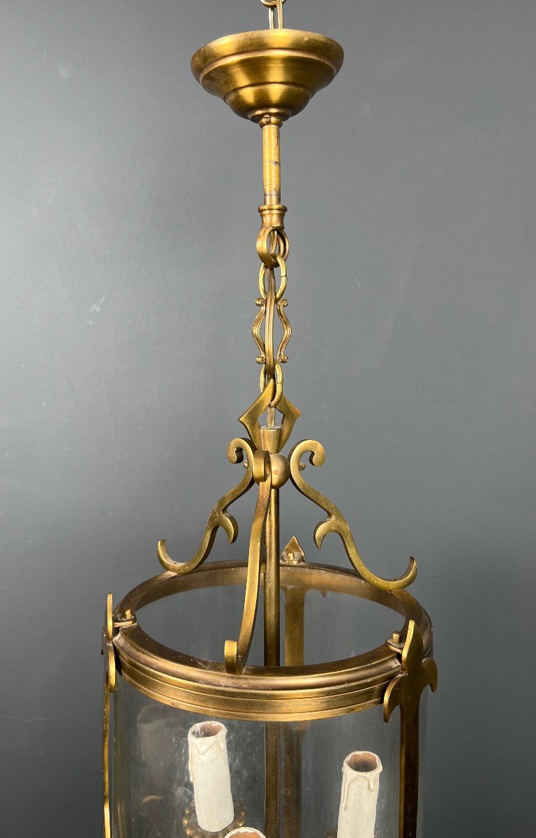Petite Lanterne En Bronze Et Verre Rond. Travail Français De Style Néoclassique. Vers 1940 -photo-4