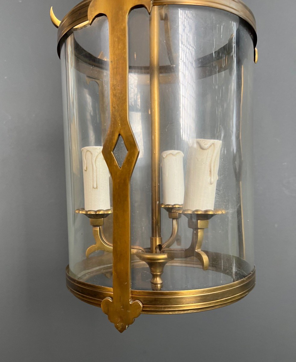 Petite Lanterne En Bronze Et Verre Rond. Travail Français De Style Néoclassique. Vers 1940 -photo-6