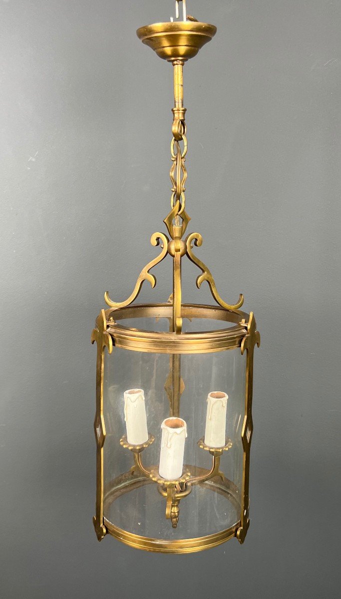 Petite Lanterne En Bronze Et Verre Rond. Travail Français De Style Néoclassique. Vers 1940 