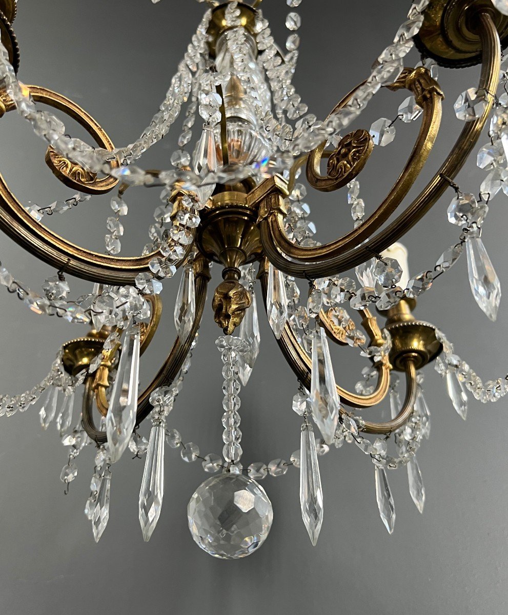 Proantic: Lustre En Bronze à Cristaux. Travail Français De Style Lou