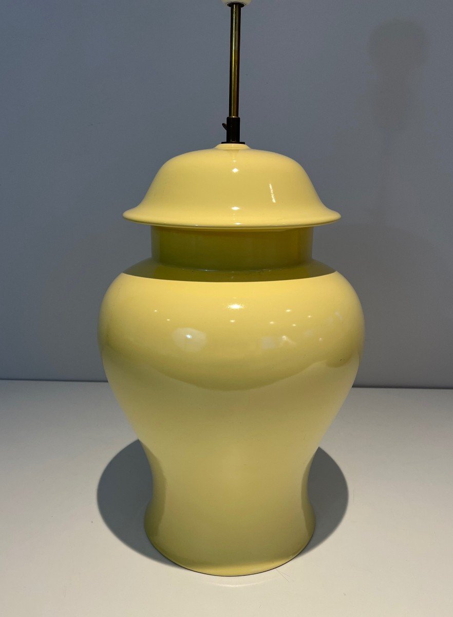 Pair Of Yellow Ceramic Table Lamps. French Work. Circa 1970-photo-4
