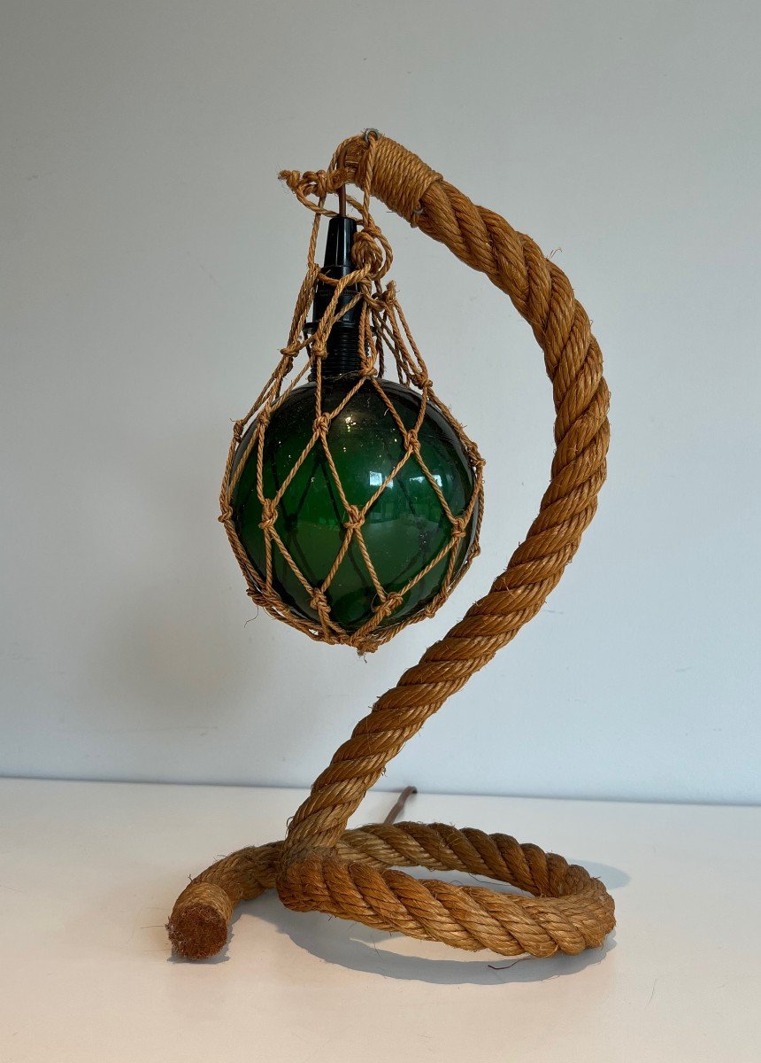 Lampe En Corde Et Boule De Verre. Travail Français d'Adrien Audoux Et Frida Minet. Vers 1950-photo-8