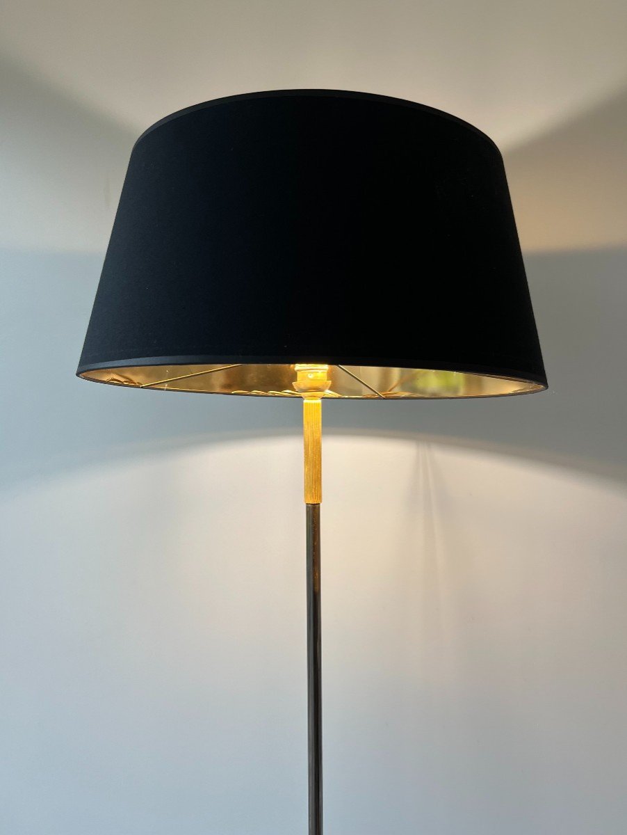 Design Gun Metal And Brass Floor Lamp. French Work. Circa 1960-photo-3