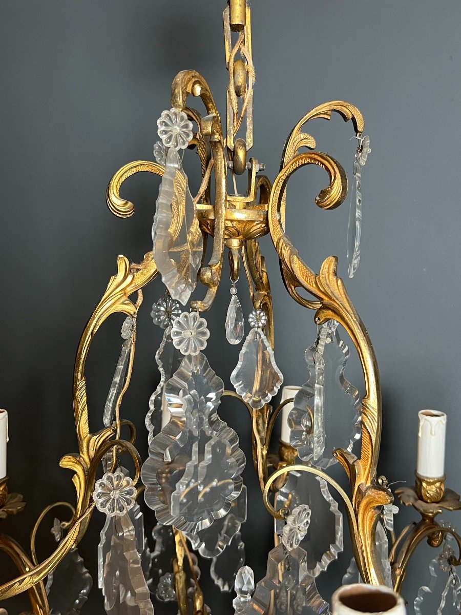 Lustre En Bronze à Cristaux. Travail Français De Style Louis XV. Vers 1900-photo-2