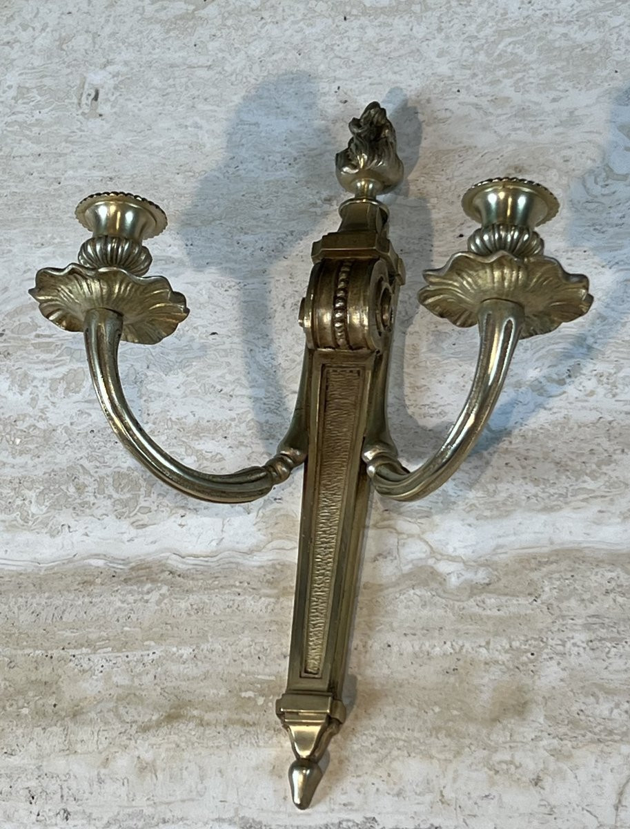 Pair Of Louis The 16th Style Bronze Wall Lights. French Work. Circa 1900-photo-3