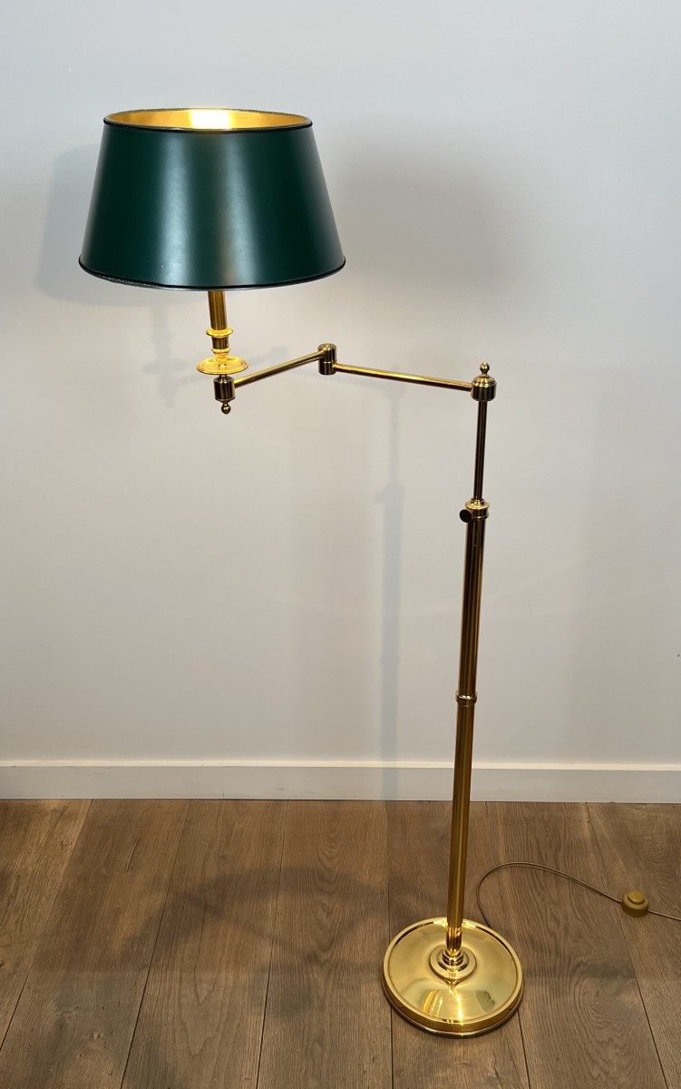 Lampe Liseuse à Bras Amovible En Laiton Et Abat-jour Vert Synthétique Façon Tôle Peinte-photo-2