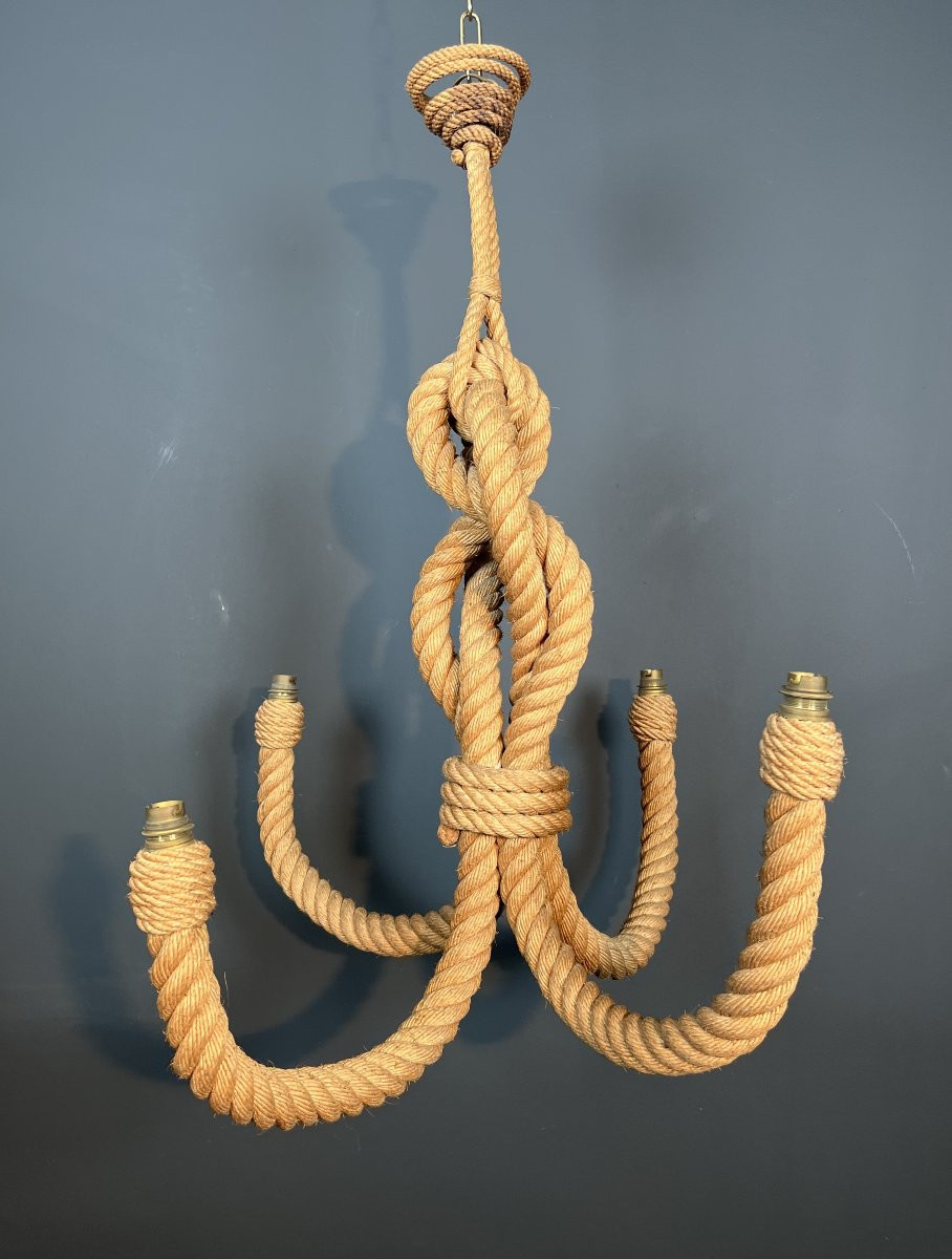 Rope Chandelier. French Work By Adrien Audoux & Frida Minet. Circa 1950-photo-3