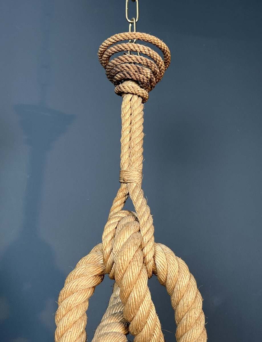 Rope Chandelier. French Work By Adrien Audoux & Frida Minet. Circa 1950-photo-1