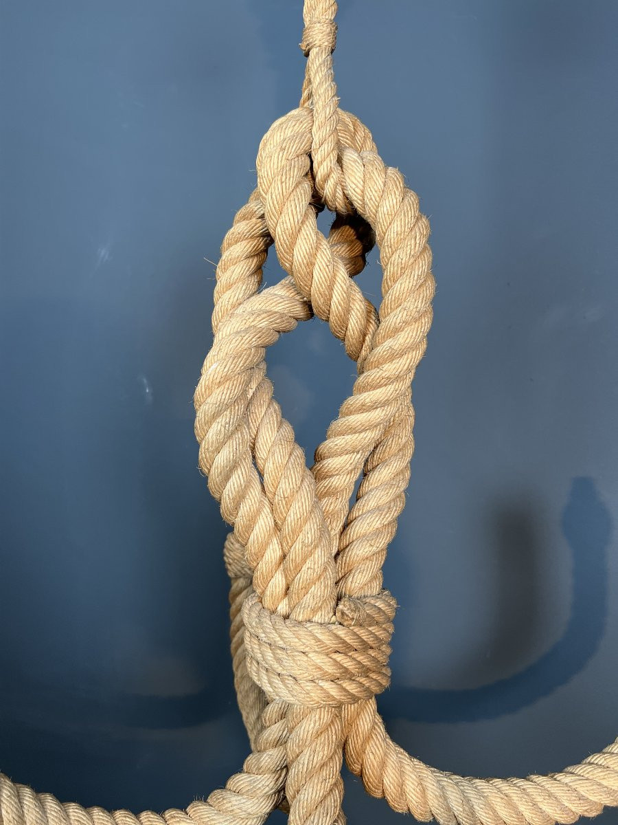 Rope Chandelier. French Work By Adrien Audoux & Frida Minet. Circa 1950-photo-3