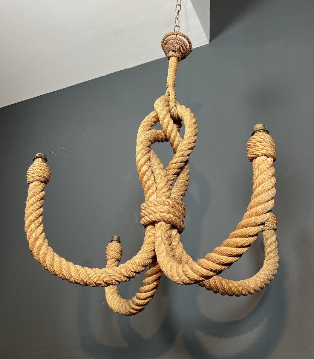 Rope Chandelier. French Work By Adrien Audoux & Frida Minet. Circa 1950-photo-8