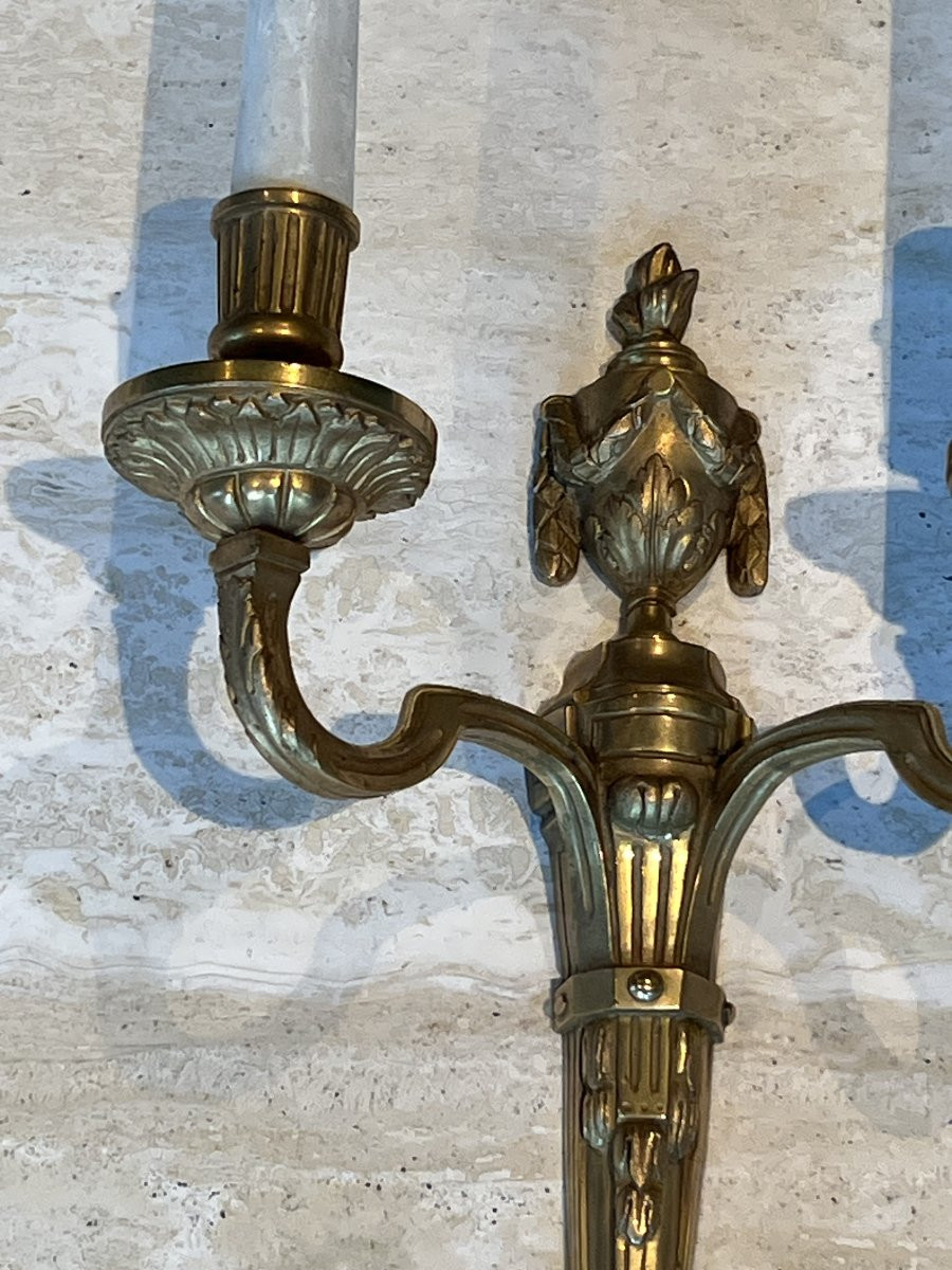 Suite de Quatre Appliques en Bronze de Style Louis XVI-photo-4