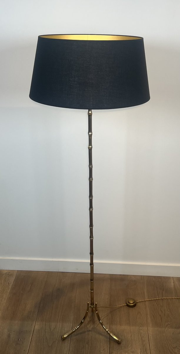 Faux-bamboo Bronze Floor Lamp. French Work By Maison Bagués. Circa 1940-photo-4