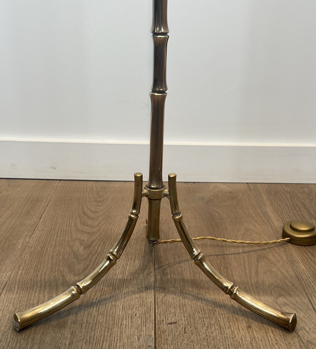 Pair Of Faux-bamboo Bronze Floor Lamps. French Work By Maison Bagués. Circa 1940 (false Pair)-photo-3