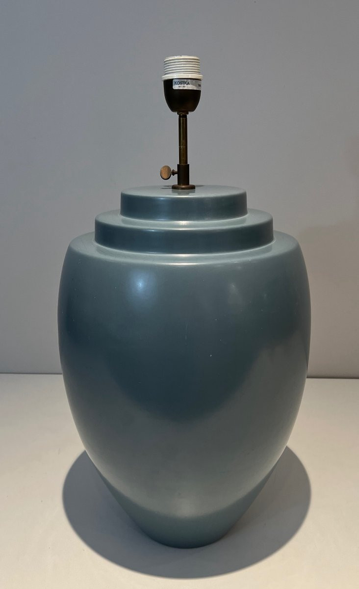 Ceramic Table Lamp In A Blue Color. Sweedish Work By Kosta. Circa 1970-photo-2