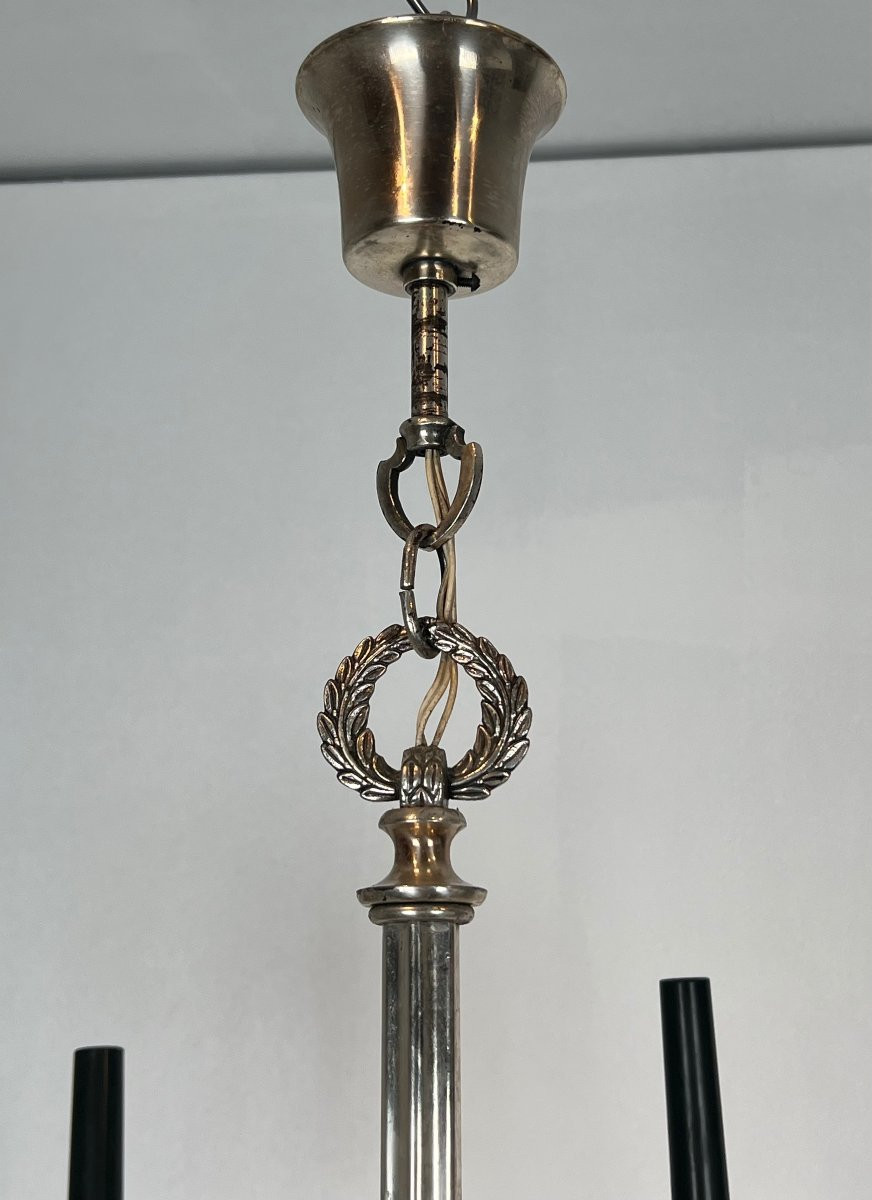 Neoclassical Style Silvered Metal Chandelier. French Work By Maison Charles. Circa 1940-photo-4