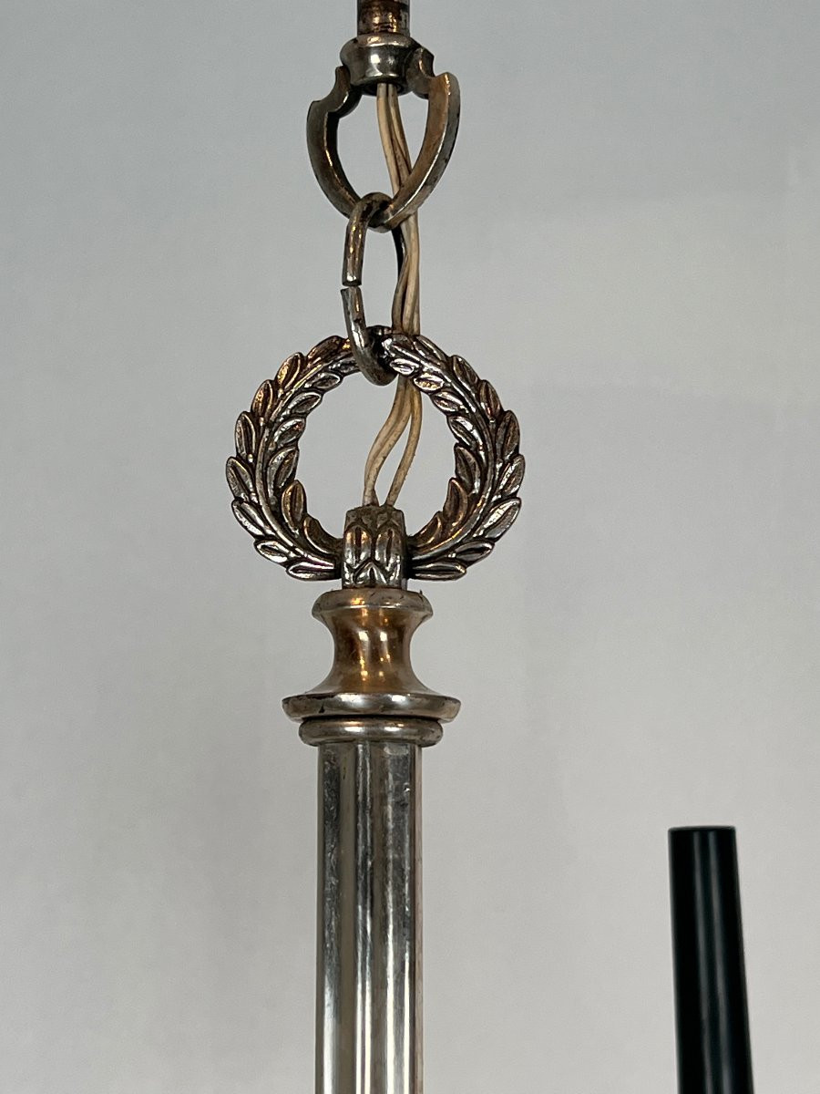 Neoclassical Style Silvered Metal Chandelier. French Work By Maison Charles. Circa 1940-photo-1
