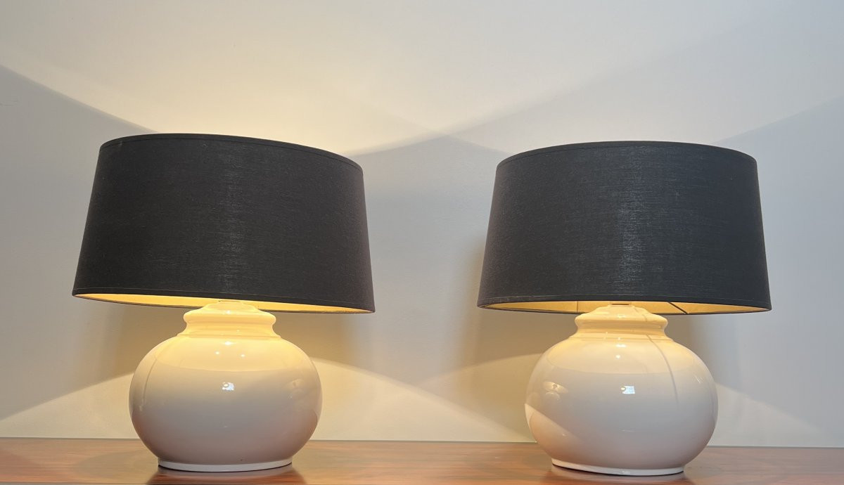 Pair Of Ceramic Lamps. Circa 1970-photo-2